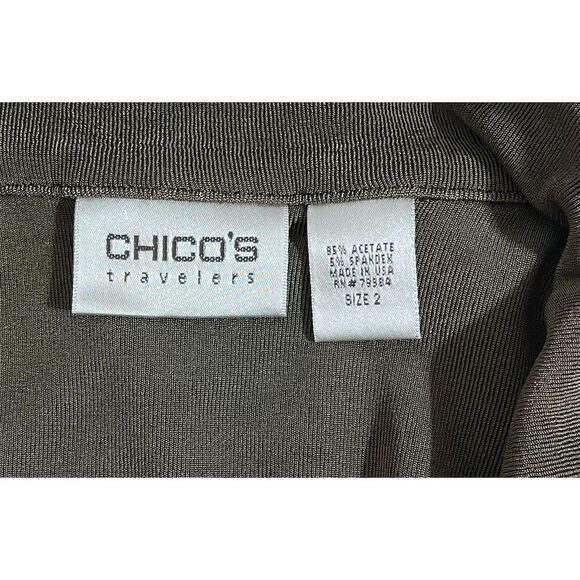 Chico's Travelers Women's Green Open Front Collared Coatigan Size 2 (Large) - Picture 5 of 6